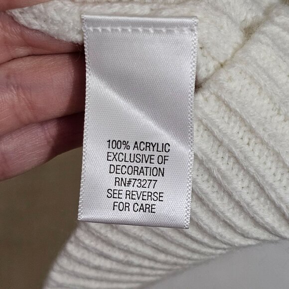 Croft & Barrow Womens Large Cream Sweater Cardinal Embroidery Sequins Holiday - Picture 5 of 8